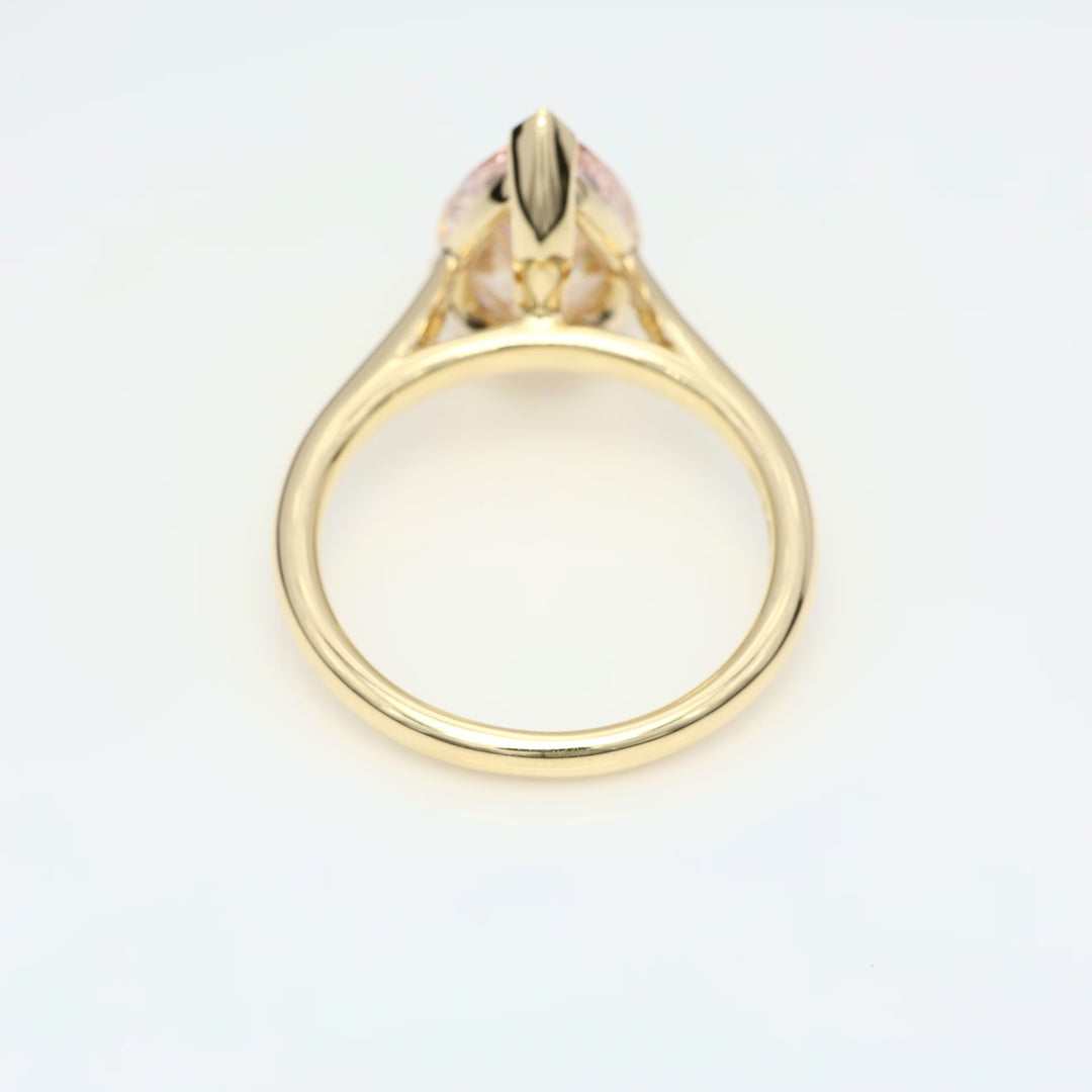 Captivating 3 Carat Pear-Shaped, Solitaire, Fancy Pink Lab-Grown Diamond Engagement Ring, 18K Yellow Gold