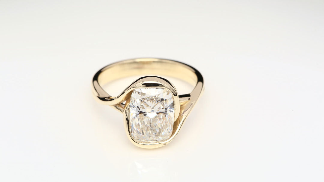 2 Carat Cushion-Cut Lab-Grown Diamond Ring in 18K Yellow Gold